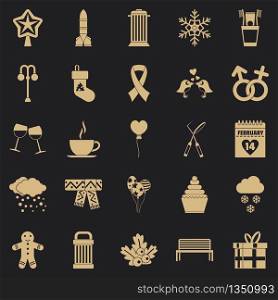 Holiday icons set. Simple set of 25 holiday vector icons for web for any design. Holiday icons set, simple style