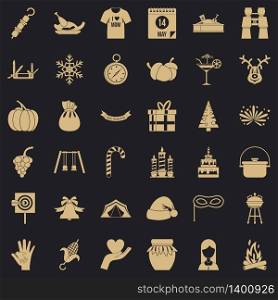 Holiday icons set. Simple style of 36 holiday vector icons for web for any design. Holiday icons set, simple style