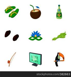 Holiday in Brazil icons set. Cartoon illustration of 9 holiday in Brazil vector icons for web. Holiday in Brazil icons set, cartoon style