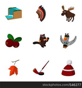 Holiday in Canada icons set. Cartoon illustration of 9 holiday in Canada vector icons for web. Holiday in Canada icons set, cartoon style