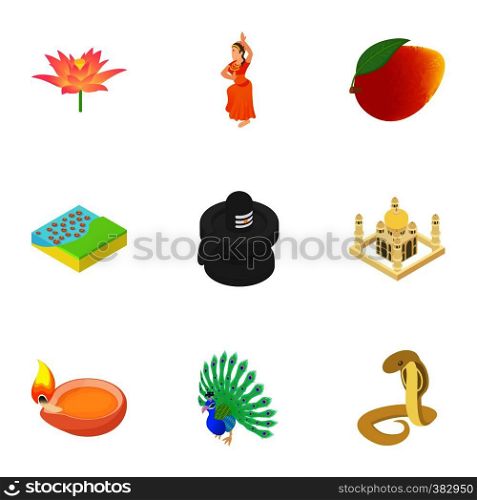 Holiday in India icons set. Cartoon illustration of 9 holiday in India vector icons for web. Holiday in India icons set, cartoon style