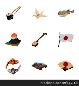 Holiday in Japan icons set. Cartoon illustration of 9 holiday in Japan vector icons for web. Holiday in Japan icons set, cartoon style