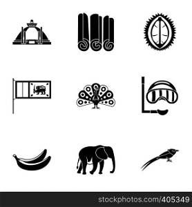 Holiday in Sri Lanka icons set. Simple illustration of 9 holiday in Sri Lanka vector icons for web. Holiday in Sri Lanka icons set, simple style