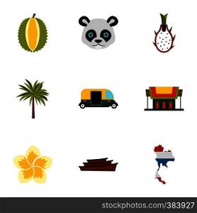 Holiday in Thailand icons set. Flat illustration of 9 holiday in Thailand vector icons for web. Holiday in Thailand icons set, flat style