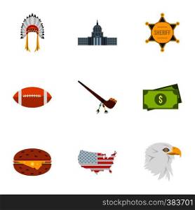 Holiday in USA icons set. Flat illustration of 9 holiday in USA vector icons for web. Holiday in USA icons set, flat style
