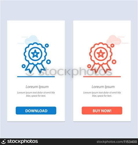 Holiday, Independence, Independence Day, Medal Blue and Red Download and Buy Now web Widget Card Template