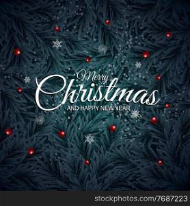 Holiday New Year and Merry Christmas Background with realistic Christmas tree. Vector Illustration EPS10. Holiday New Year and Merry Christmas Background with realistic Christmas tree. Vector Illustration