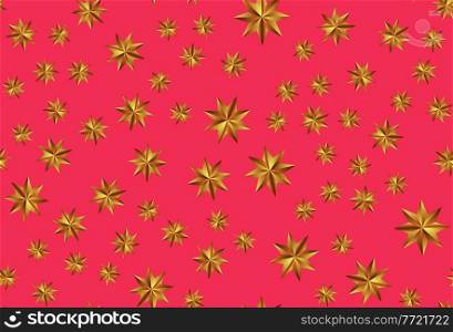 Holiday New Year and Merry Christmas Seamless Pattern Background with golden stars. Vector Illustration EPS10