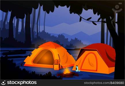 Holiday Night Camp Tent Outdoor Adventure Nature Landscape