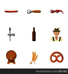 Holiday of beer icons set. Cartoon illustration of 9 holiday of beer vector icons for web. Holiday of beer icons set, cartoon style
