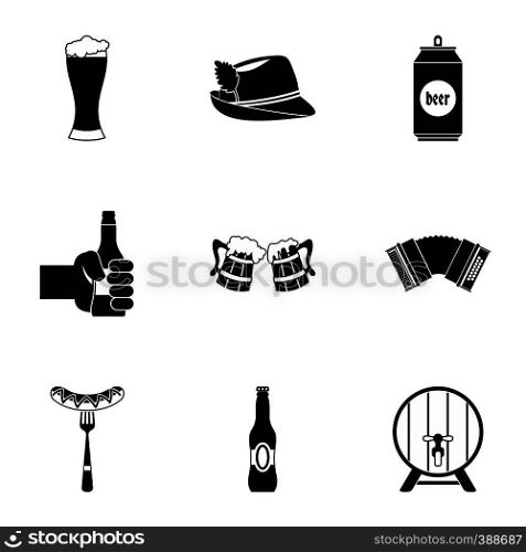 Holiday of beer icons set. Simple illustration of 9 holiday of beer vector icons for web. Holiday of beer icons set, simple style
