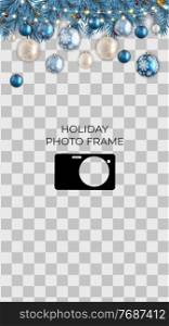 Holiday Photo Frame Template. Merry Christmas and Happy New Year Background. Vector Illustration EPS10. Holiday Photo Frame Template. Merry Christmas and Happy New Year Background. Vector Illustration