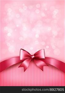 Holiday pink background with gift glossy bow vector image