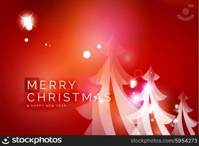 Holiday red abstract background, winter snowflakes, Christmas and New Year design template, light shiny modern vector illustration