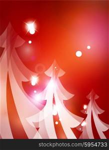 Holiday red abstract background, winter snowflakes, Christmas and New Year design template, light shiny modern vector illustration