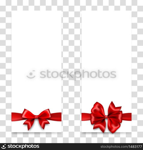 Holiday red satin bow on vouchers flyers