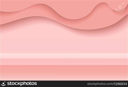 Holiday sale banner minimal background.Creative modern with realistic for placing objects on a shelf podium.Winter season wallpaper.pink pastel color tone.Abstract curve paper art and craft style