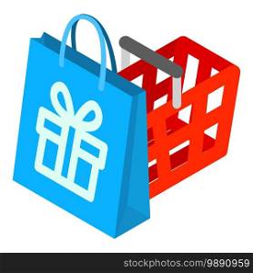 Holiday shopping icon. Isometric illustration of holiday shopping vector icon for web. Holiday shopping icon, isometric style