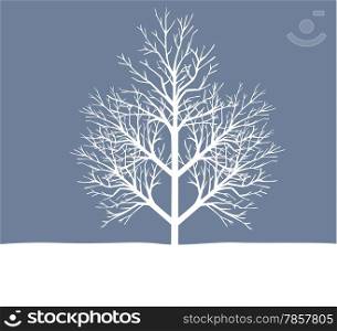 Holiday winter landscape background with winter tree