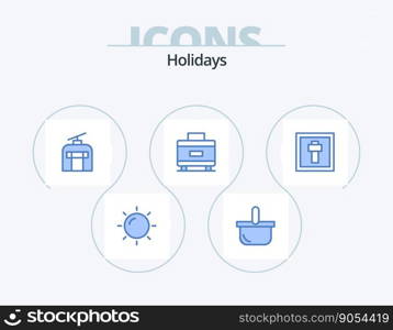 Holidays Blue Icon Pack 5 Icon Design. holiday. cross. gondola. travel. holiday