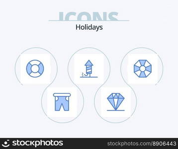 Holidays Blue Icon Pack 5 Icon Design. present. diamond. float. holiday. festival