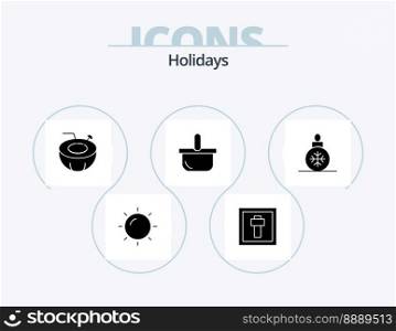 Holidays Glyph Icon Pack 5 Icon Design. christmas. picnic. coconut. holiday. basket