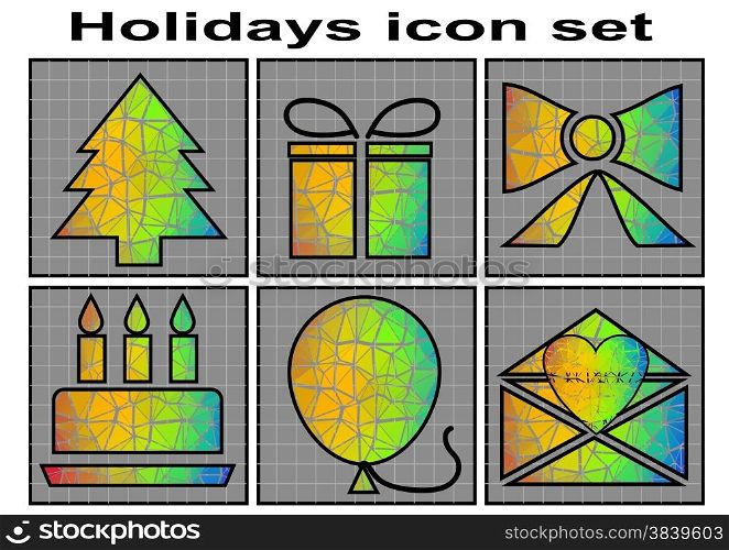 holidays icon set. Vector set of 6 multicolor icon