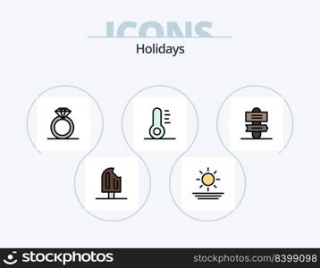 Holidays Line Filled Icon Pack 5 Icon Design. . . cold. sun. beach