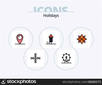 Holidays Line Filled Icon Pack 5 Icon Design. . jewel. holiday. diamond. fireworks