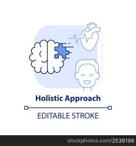 Holistic approach light blue concept icon. Complex treatment. Mental health trend abstract idea thin line illustration. Isolated outline drawing. Editable stroke. Arial, Myriad Pro-Bold fonts used. Holistic approach light blue concept icon