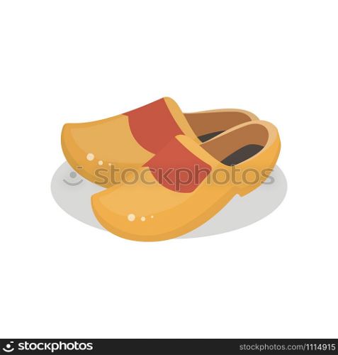Holland clogs, wooden shoes. cartoon vector illustration