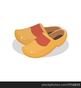 Holland clogs, wooden shoes. cartoon vector illustration