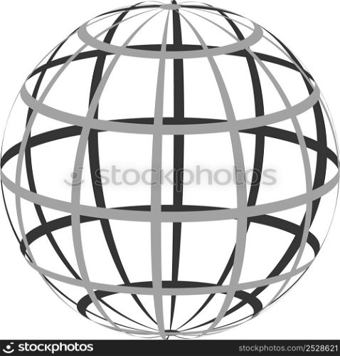 Hollow sphere coordinate grid parallel Meridian globe planet earth