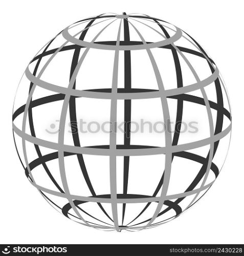 Hollow sphere with a coordinate grid of parallel and Meridian, the vector of the globe planet earth
