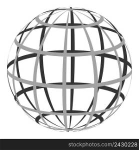 Hollow sphere with a coordinate grid of parallel and Meridian, the vector of the globe planet earth