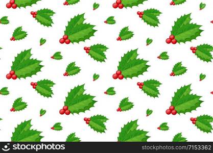 Holly berry Seamless pattern vector Christmas on white background. Celebration christmas wallpaper