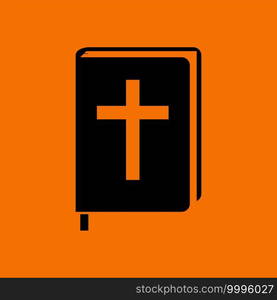 Holly Bible Icon. Black on Orange Background. Vector Illustration.