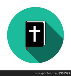 Holly Bible Icon. Flat Circle Stencil Design With Long Shadow. Vector Illustration.