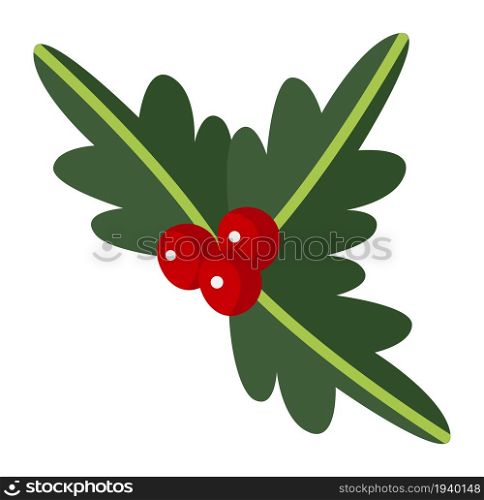 Holly icon. Christmas red berries. Holiday decoration isolated on white background. Holly icon. Christmas red berries. Holiday decoration