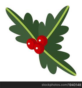 Holly icon. Christmas red berries. Holiday decoration isolated on white background. Holly icon. Christmas red berries. Holiday decoration