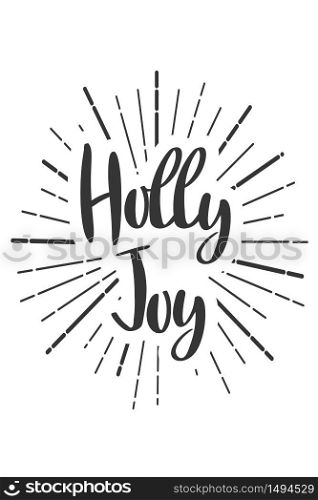 Holly joy Christmas wishes lettering in doodle style. Vector festive illustration. Christmas wish text lettering. Greeting card, banner, poster. Vector isolated illustration.. Christmas wishes lettering in doodle style jolly vector
