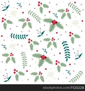 Holly plant, floral pattern vector image