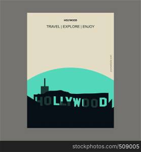 Hollywood , USA Vintage Style Landmark Poster Template