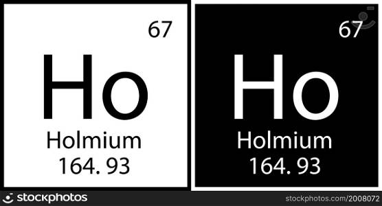 Holmium symbol. Atomic number. Periodic table. Black and white square. Chemical element. Vector illustration. Stock image. EPS 10.. Holmium symbol. Atomic number. Periodic table. Black and white square. Chemical element. Vector illustration. Stock image.