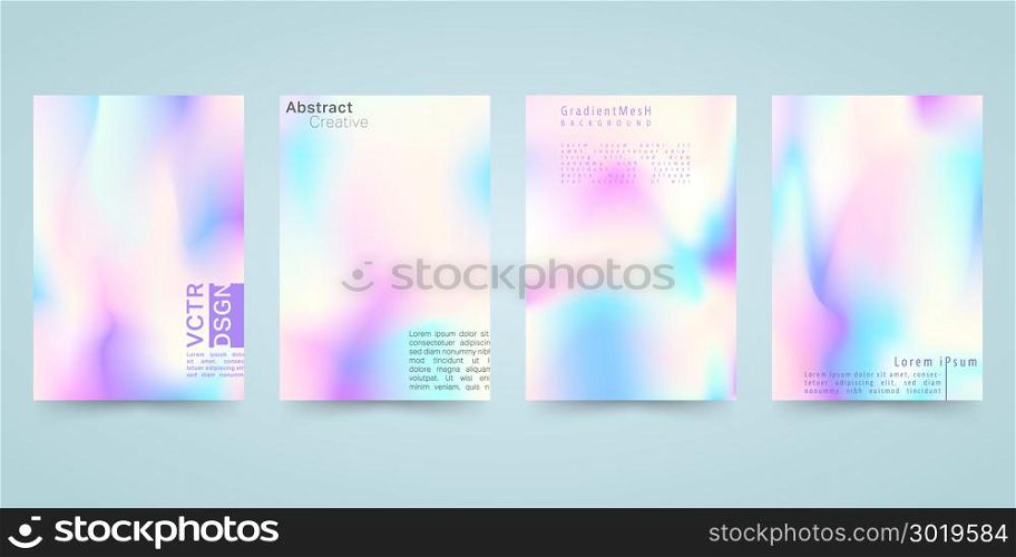 Hologram bright colorful background set. Modern design for cover, magazine, printing products, flyer, presentation, poster, brochure or wall decor. Vector illustration. Hologram bright colorful background set