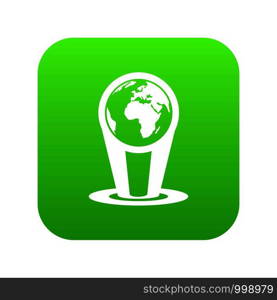 Hologram globe icon digital green for any design isolated on white vector illustration. Hologram globe icon digital green