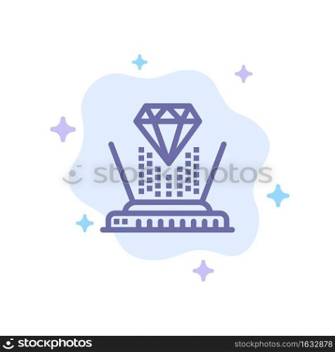 Hologram, Projection, Technology, Diamond Blue Icon on Abstract Cloud Background