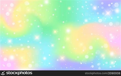 Holographic fantasy rainbow background. Abstract unicorn sky with stars. Magical landscape, abstract magic pattern. Vector illustration. Holographic fantasy rainbow background. Abstract unicorn sky with stars. Magical landscape, abstract magic pattern. Vector