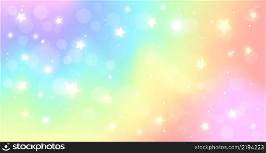 Holographic fantasy rainbow background. Abstract unicorn sky with stars. Magical landscape, abstract magic pattern. Vector illustration. Holographic fantasy rainbow background. Abstract unicorn sky with stars. Magical landscape, abstract magic pattern. Vector