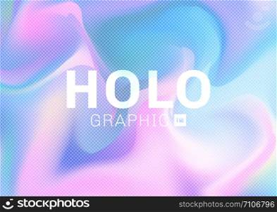 Holographic hipster card in pastel colors background with white grid texture. Vector illustration